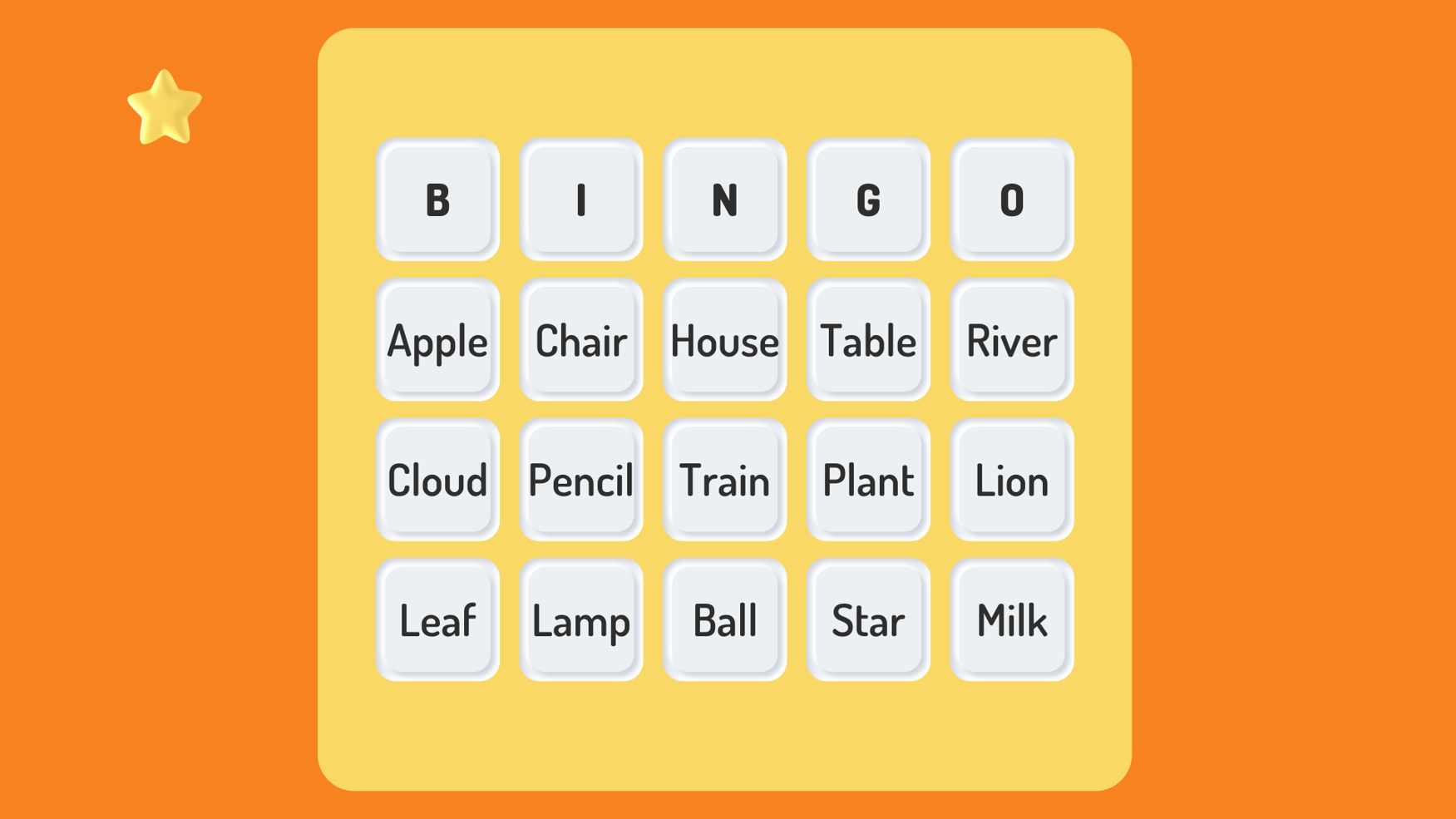 word bingo activity